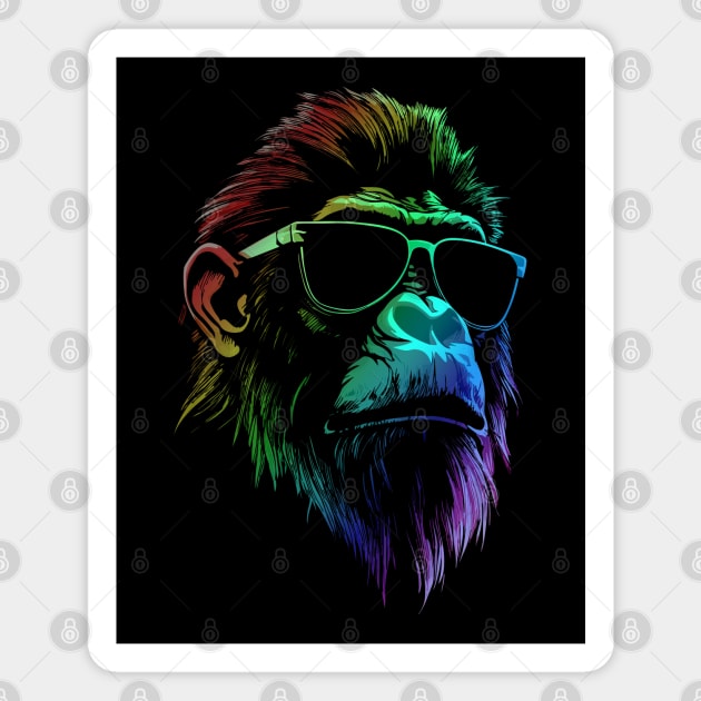 Baboon Sunglasses Vibrant Colors Magnet by Nerd_art